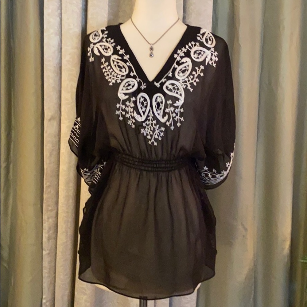 Fun & Flirt Sheer Top Black White - Picture 2 of 16